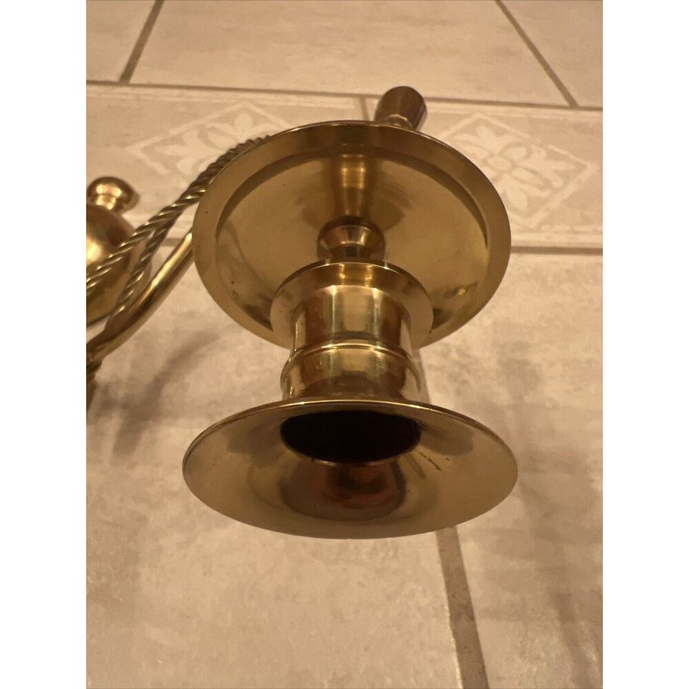 VINTAGE PAIR OF SOLID BRASS GEORGIAN STYLE SCONCES 13in. Made In India - Picture 12 of 16